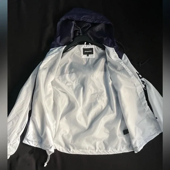 Aēropostale Men’s full zip hooded white/bluecrest windbreaker jacket - Picture 11 of 12
